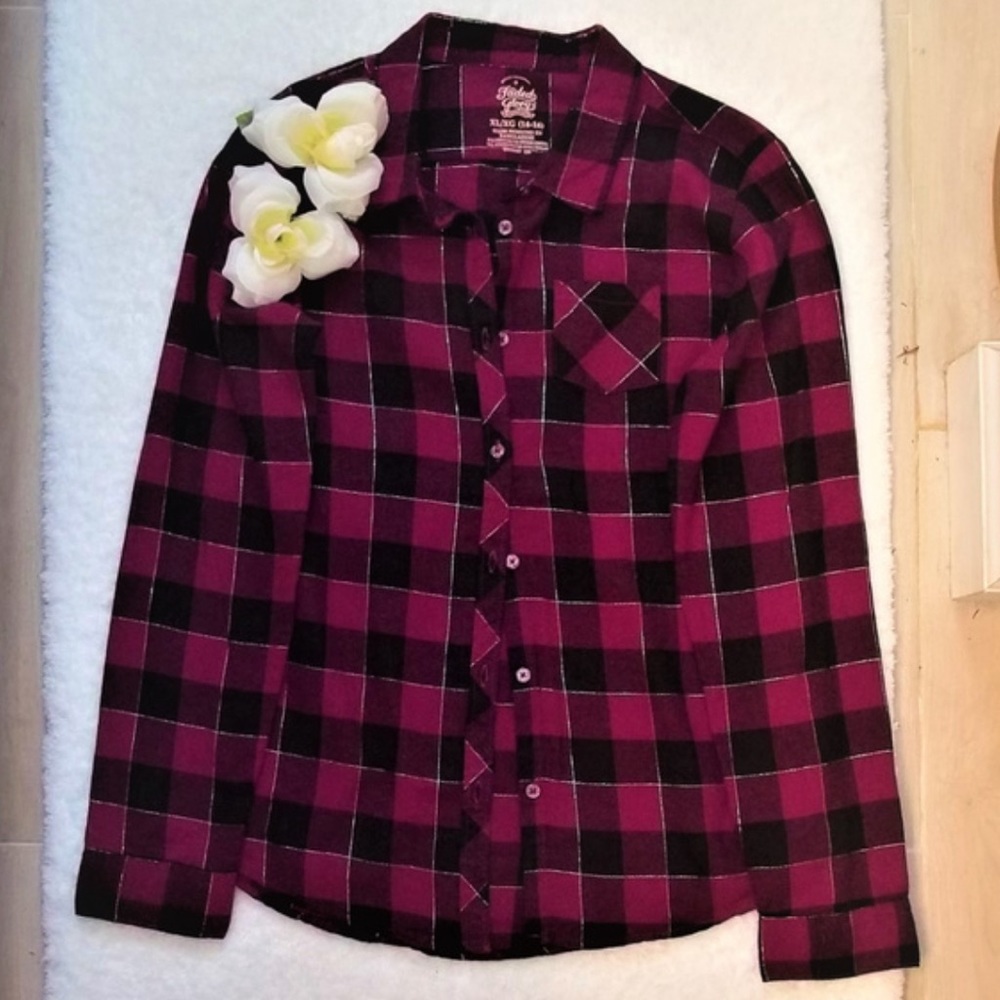 Faded Glory Shiny Purple Plaid Shirt!
